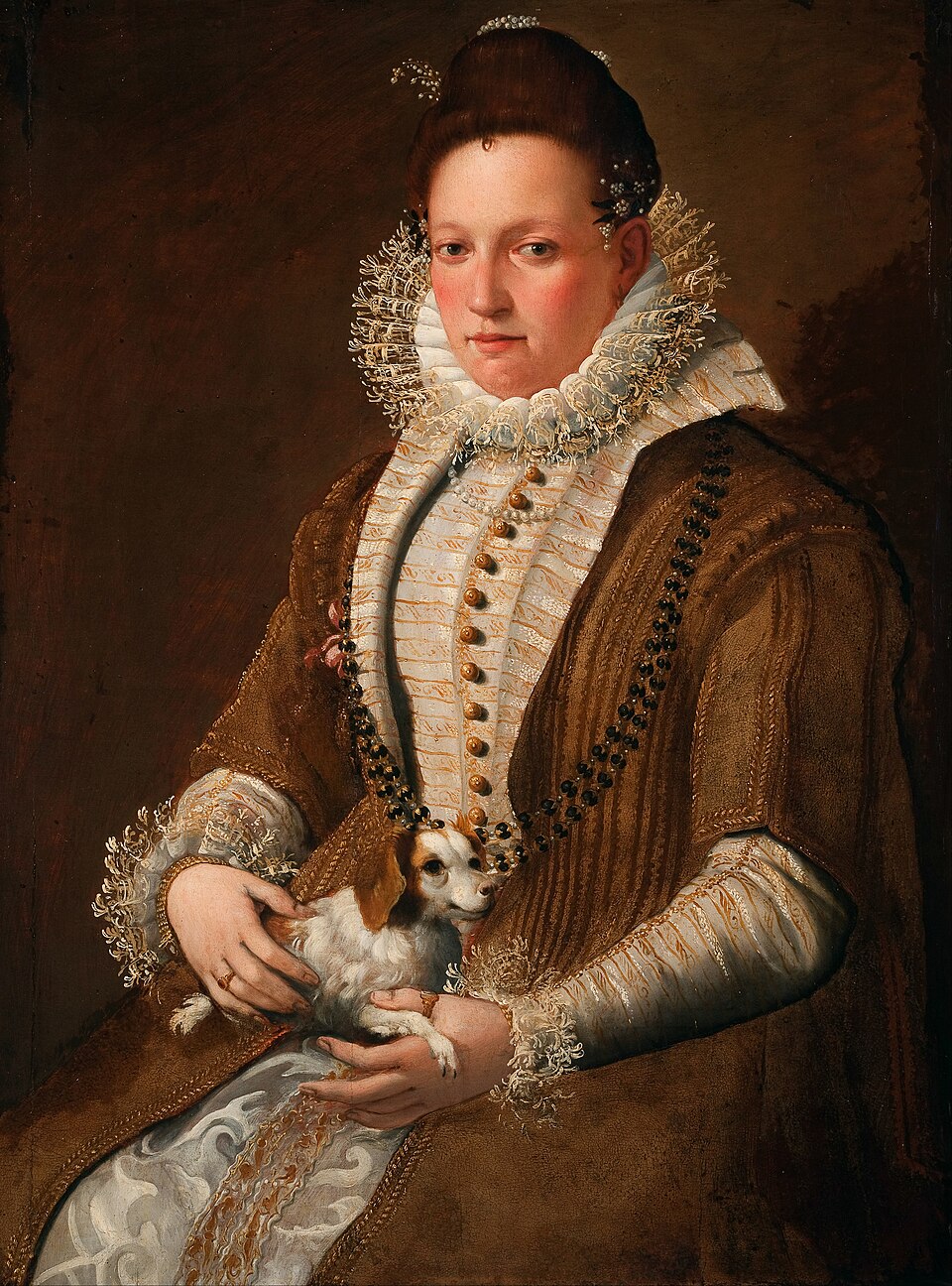 Oil portrait of a lady with her dog
